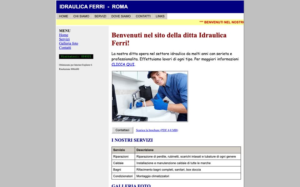 Idraulica Ferri, sito del 2009: versione da computer